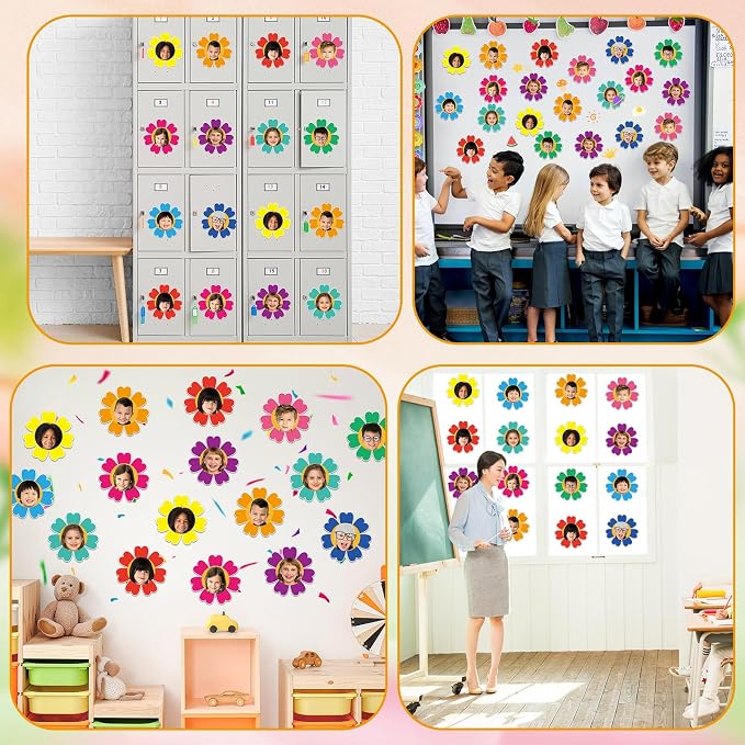 gisgfim 80Pcs Colorful Flower Cutouts Spring Decorations Bulletin Board Floral Paper Cut-Outs Classroom Decor for Back to School Boy Girl DIY Craft Photo Wall Kindergarten Preschool Party Favor Supply