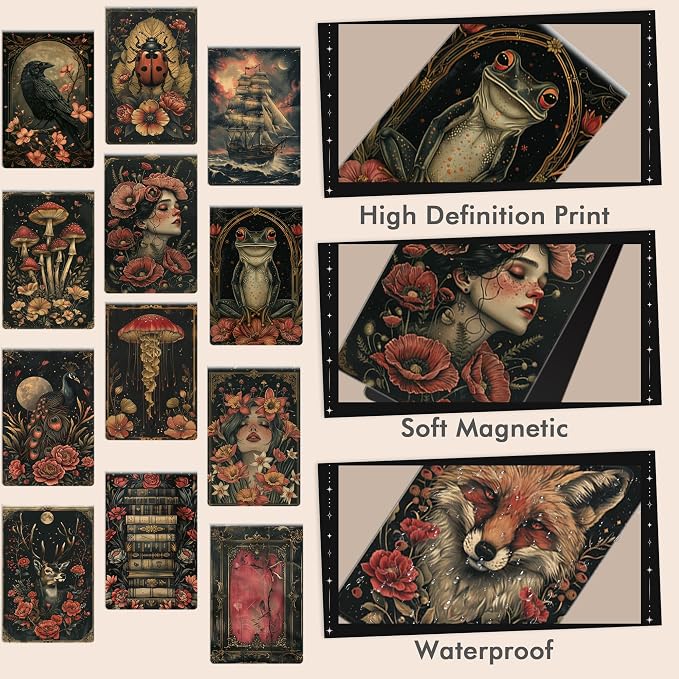 20 Pcs Magic Magnetic Bookmarks, Gothic Cottagecore Tarot Enchanted Forest Style Magnet Bookmark Clips, Vintage Dark Fantasy Book Accessories for Magic Lovers Readers