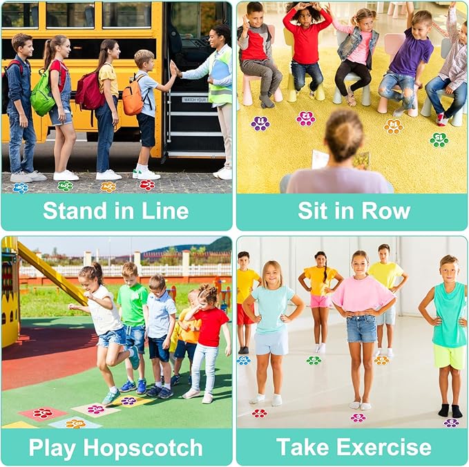 D24TIME Line up Spots for Classroom Floor Number Stickers for Classroom 36Pcs Line up Dots Floor Dots Decals Line up Numbers for Preschool Kindergarten Back to School Supplies