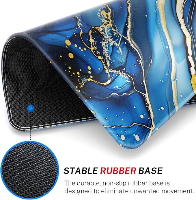 MROCO Essential Office & Gaming Mouse Pad, 8.5 x 11 Inch, Blue Marble | Anti-Fray Stitched Edges, Functional Pattern Design, Non-Slip Rubber Base, Water and Stain Resistance
