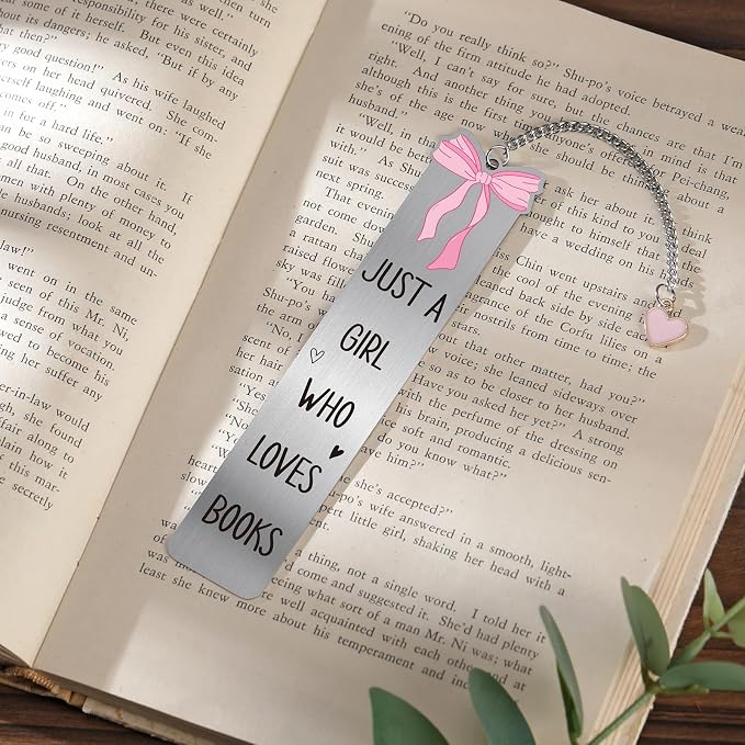 Cute Bookmarks Gifts for Women - Pink Bow Metal Bookmark Charm Unique Girly Aesthetic Page Makers Reading Girls Friends Book Lovers Bookish Birthday Students Graduation School Accessories