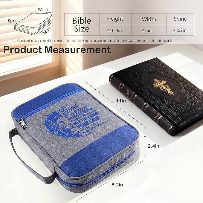 Faithful Hers Bible Cover for Mens Bible Case with 6 highlighters Lightweight Nylon Carrying Bag Multifunction Church Study Book Carrier with Handle Christian Gifts