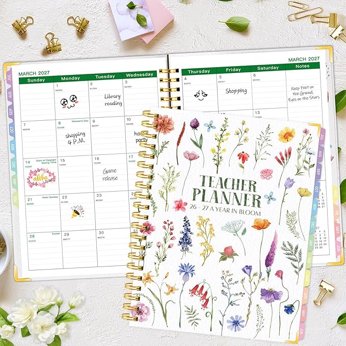 2026-2027 Teacher Planner - Lesson Plan Book for Teachers 26-27, 8.5"x11" Big Academic Planner from July 2026 to June 2027, Weekly & Monthly School Agendar Book with Tab,Stickers for Teachers Supplies