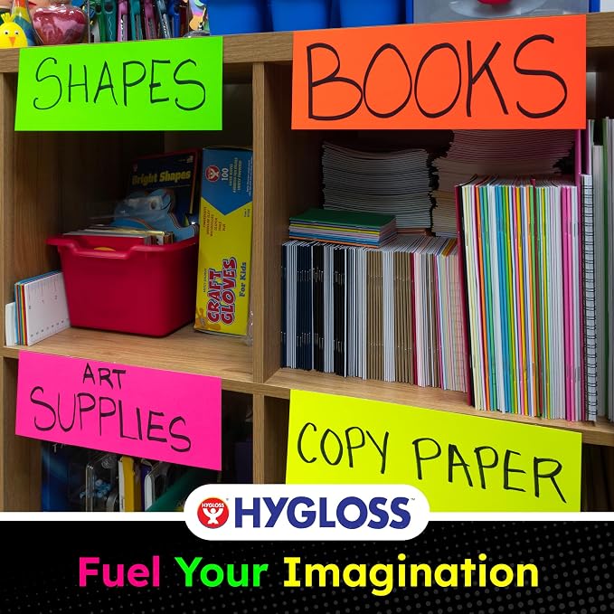 Hygloss Small Poster Board 4x11 - 100 Assorted Neon Color Bulk Pack - 10 Pt. Thickness Colored Poster Board Paper for Projects, Flash Cards, Signs - Posterboard Multipack 4" x 11"