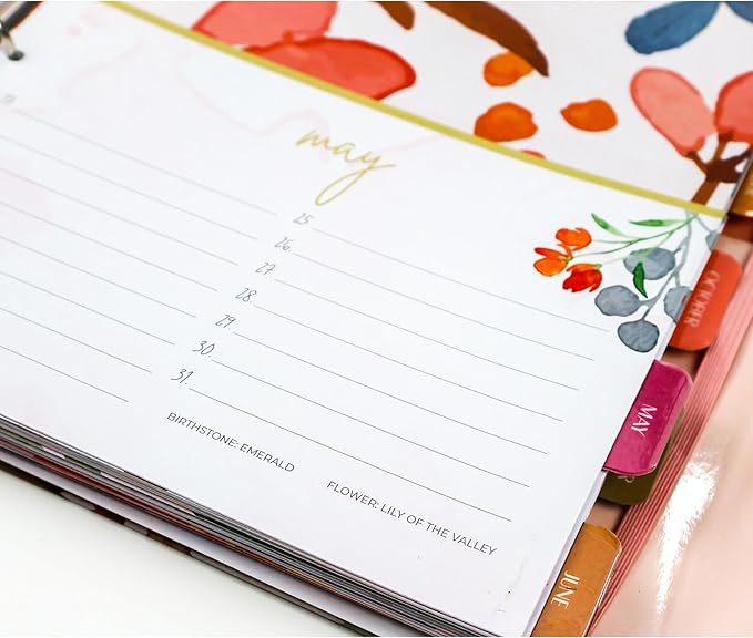 Paper 'n Such Greeting Card Organizer with 27 Pockets - Hardcover - Floral Birthday Book - Perpetual Calendar and Dates to Remember - Christmas, Holidays, Anniversary Reminders - Card Keeper