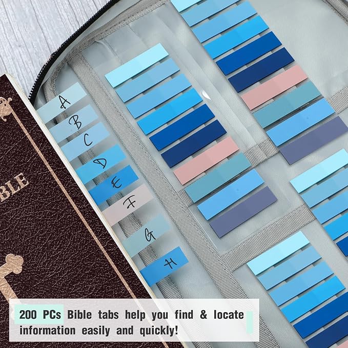 Bible Cover, Carrying Bible Case Book Cover Church Bag with Handle Large Size 10 * 7.5 * 2.5in, Bible Protective Case w/ 200 PCs Bible Tabs for Men Women, Gray