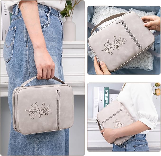 Large PU Leather Bible Cover for Men, Women Packed in Gift Box - Bible Carrying Case Debossed Bible Case - Bible Carrier - Bible Bag with Pocket for Bible Study Suppliers, Bible Gift for Book Lovers