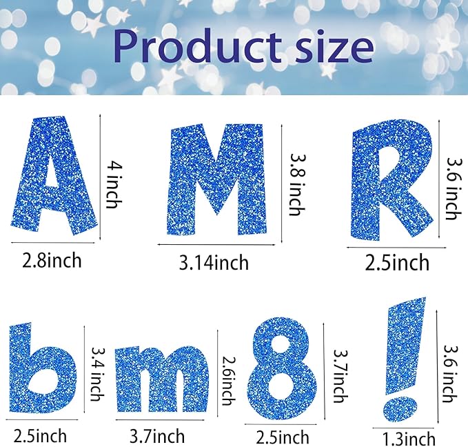 Glitter Bulletin Board Letters for Classroom Numbers Alphabet Poster Board Letters with Adhesive Dots Punctuation Symbols Cutout Bulletin Display School (Blue)