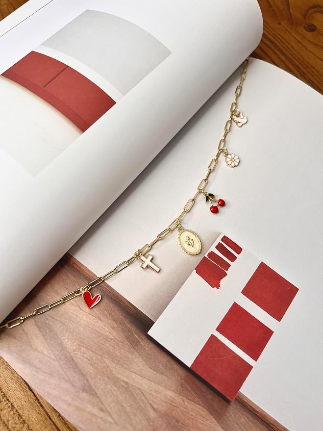 Bible Charm Chain, Christian Bible Accessory Faith Gift, Scripture Bookmark, Bible Jewelry Religious Decor for Study (Style-A)