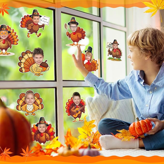 Gersoniel 72 Pcs Thanksgiving Turkey Bulletin Board Cutouts for Kids Fall Autumn Pumpkin Pinecone Paper Photo Cardboard Ornament for DIY Crafts Harvest Door Home School Office Party Decor Supplies