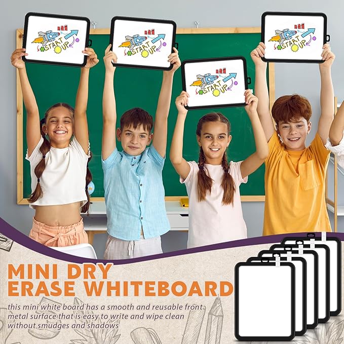 Outus 24 Pcs Dry Erase Mini White Boards Bulk 8.5 x 11'' Small Magnetic Whiteboard Double Sided Colored Writing Boards for Kids Students Locker Fridge (Black)