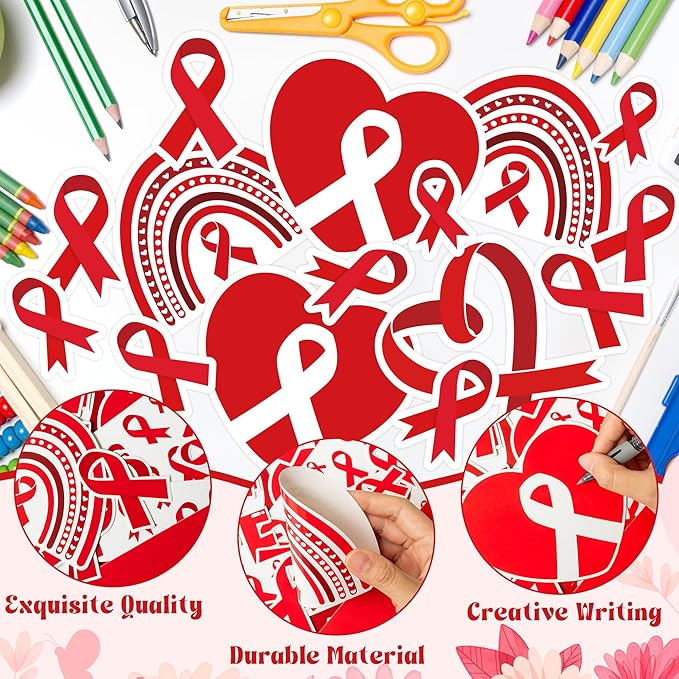 126Pcs Red Ribbon Drugs Awareness Bulletin Board Classroom Decoration Set, Red Ribbon Week Cutouts Say No to Drugs Poster School Classroom Charity Event Party Supplies Chalkboard Wall Decor