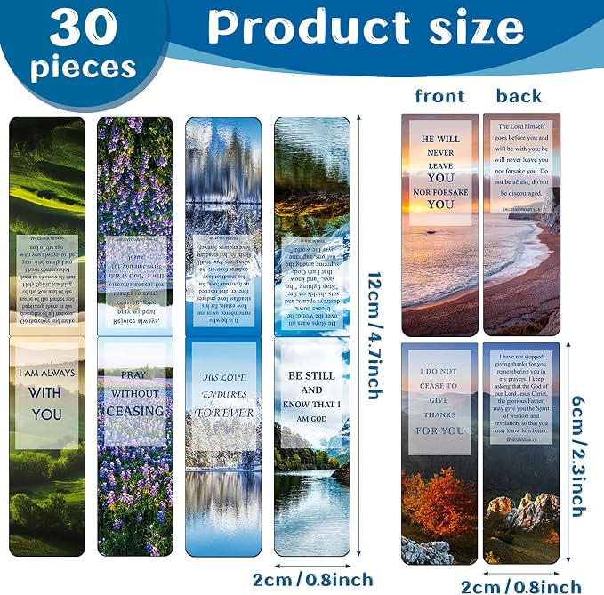 30 Pieces Christian Magnetic Bookmarks Inspirational Bible Magnetic Bookmarks with Full Scripture for Women Men Religious Gifts Book Lovers(Classic Pattern)