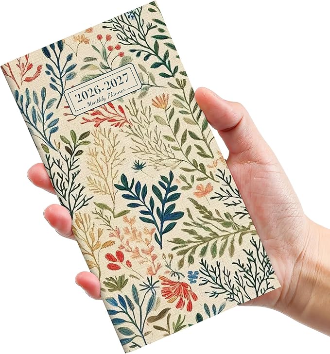 Pocket Calendar 2026-2027 for Purse, Two Year Monthly Planner Pocket Size, Jan 2026 to Dec 2027 Monthly Planner Small Size (6.5" x 3.5") - Herbs