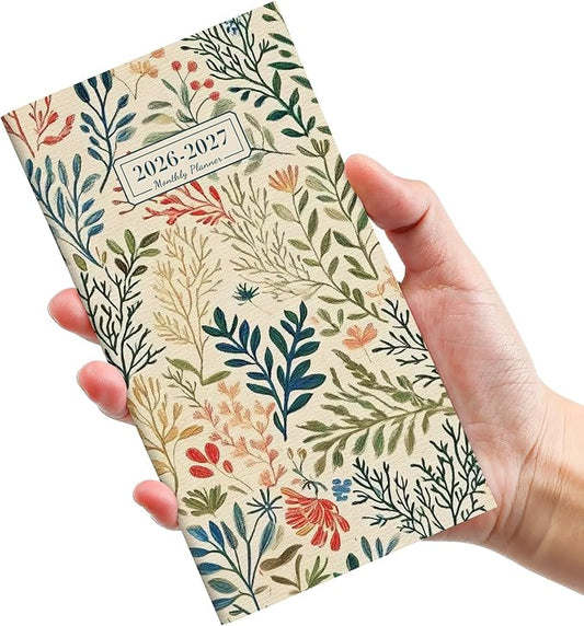 Pocket Calendar 2026-2027 for Purse, Two Year Monthly Planner Pocket Size, Jan 2026 to Dec 2027 Monthly Planner Small Size (6.5" x 3.5") - Herbs