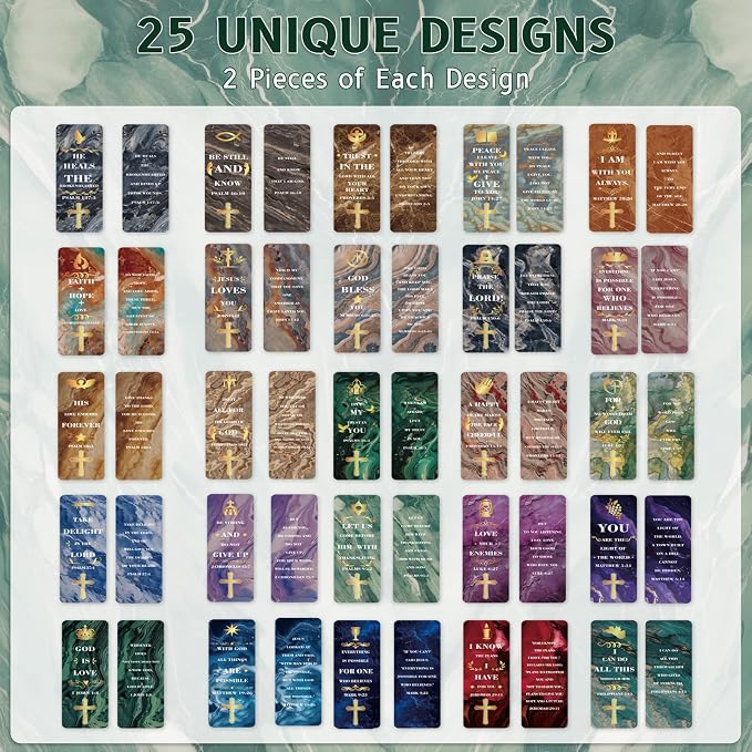 100 Pack Bookmarks with Bible Verses, Double-Sided Designs Inspirational Christian Bookmark for Women & Men Reading Lover Bible Book Markers for Classroom Church
