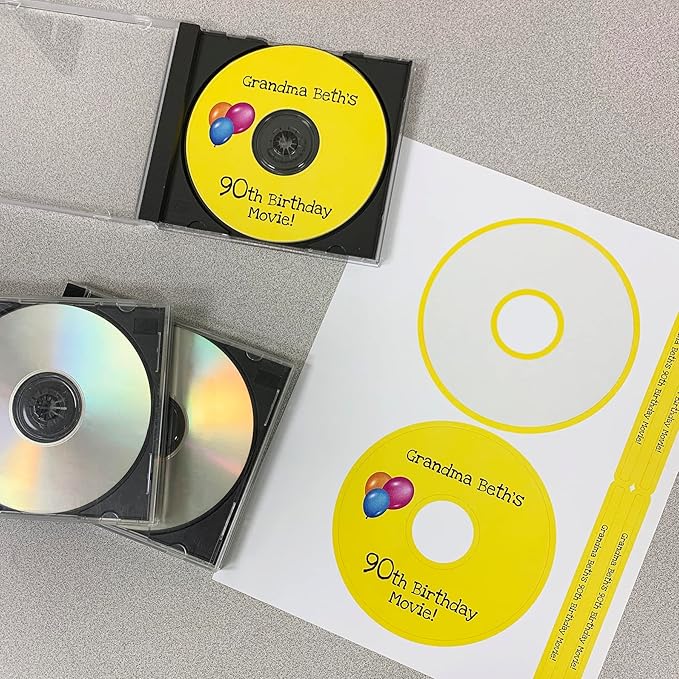 CD/DVD Photo Gloss Label Full Face | Qty 50 Disc, 100 Spine | 25 Sheets Total | Inkjet Compatible | 5931 & 8942 Template | Easy to Peel | Made in USA | Blank Label