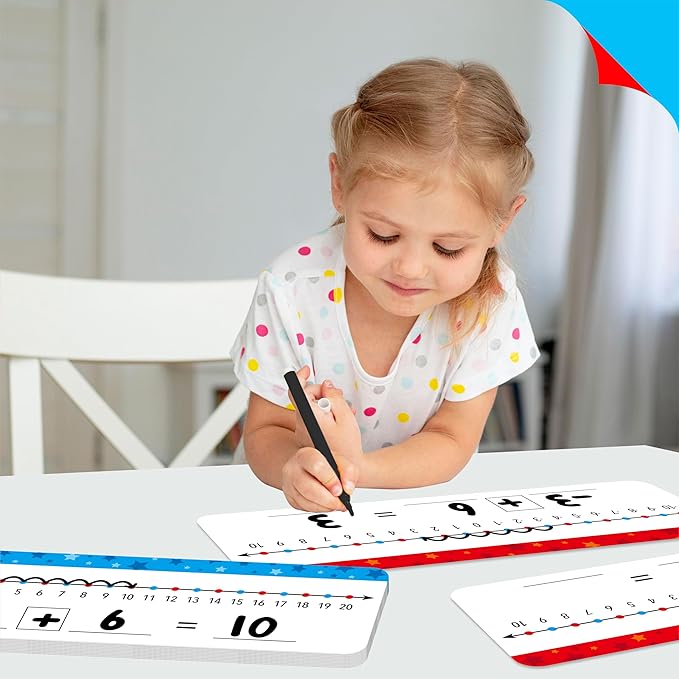 26 Packs Number Line Dry Erase Boards, Double Sided Writable and Erasable Board-0 to 20 on One Side & -10 to10 on Other Side Math White Board for Kids, Students, Classroom and Home (12” x 4”)