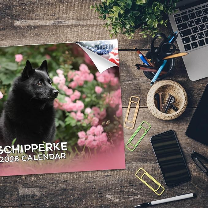 2025 2026 Schipperke Calendar - Dog Breed Monthly Wall Calendar - 12" x 18" Open - Thick No-Bleed Paper - Giftable - Academic Teacher's Planner Calendar Organizing & Planning - Made in USA