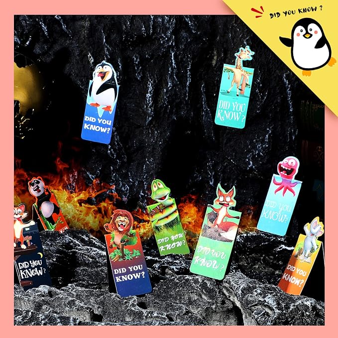 Sepamoon 24 Pcs Magnetic Bookmarks Bulk Magnetic Page Clips Cute Magnet Page for Valentines Markers Funny Animal Bookmarks Book Lovers Gifts for Reading Party Favor Students Teachers (Animal Style)