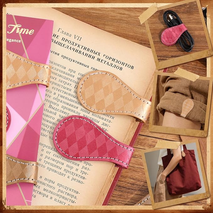 3PCS Vintage Magnetic Leather Bookmark, Leather Magnetic Bookmarks for Women, Magnetic PU Bookmarks Clip Book Accessories, Lattice Pattern