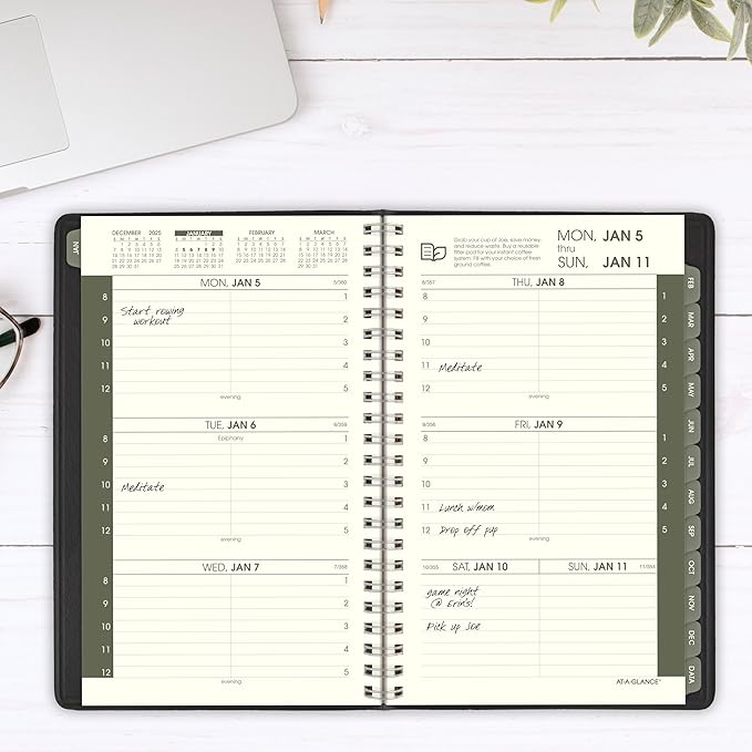 AT-A-GLANCE 2026 Appointment Book Planner, Weekly & Monthly, 5" x 8", Small, Hourly, Recycled, Black (70100G0526)