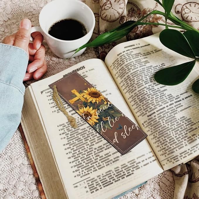 Autumn Cross Sunflower Bookmarks for Book Lovers Bookmark Turtle 2 PCS Leather Bookmarks for Women, Men, Book Lovers, Page Markers for Students Teachers Reading