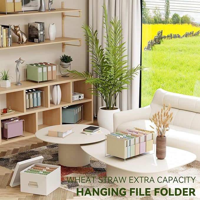 XINGIA Letter Size Hanging File Folders Extra Capacity,1'' & 2'' & 3'' & 4'' Expandable Hang Folder with Tabs,4 Sizes Expansion Set,12 Pack File Cabinet Folders for Office School,Pastel File Organizer