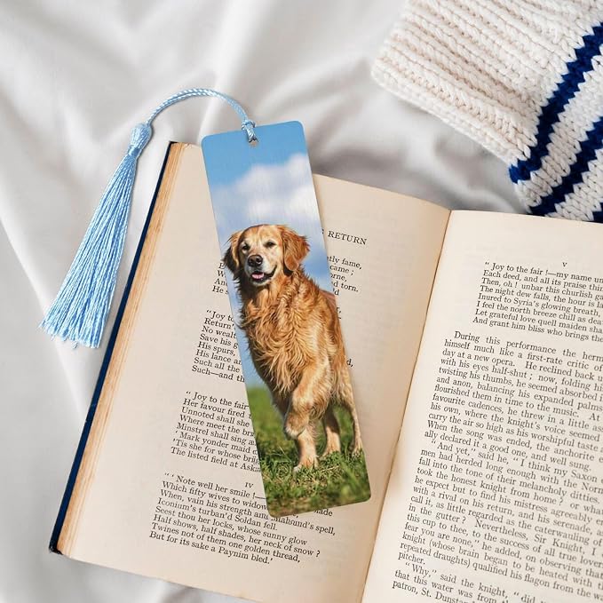 Custom Double-Sided Printed Wooden Bookmarks with 1 Photo & Text, Personalized Design Add Your Own Text/Photo/Logo, Diary Accessories Birthday Presents for Men Women Presents for Book Lovers