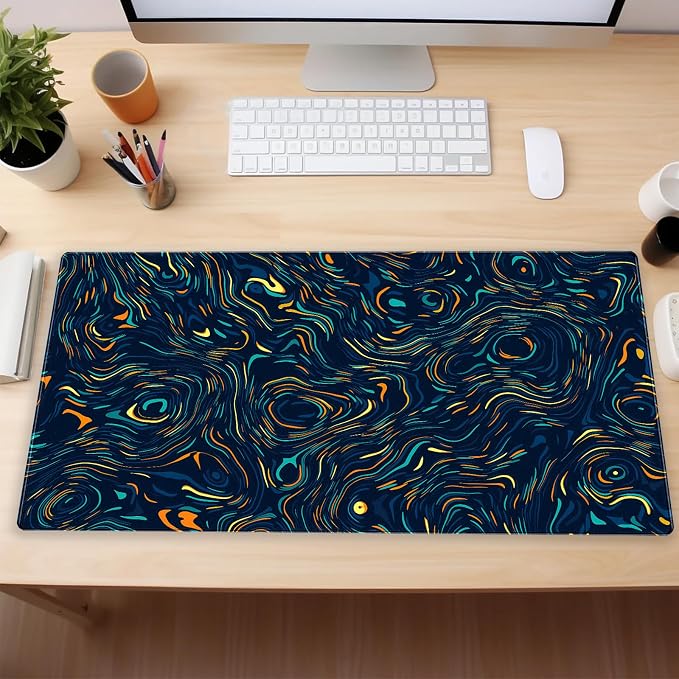 Abstract Starry Sky Swirl Gaming Desk Mat, Colorful | XXL Large Mouse Pad, For Keyboard & Mouse, Stitched Edges, 31.5" x 15.7"
