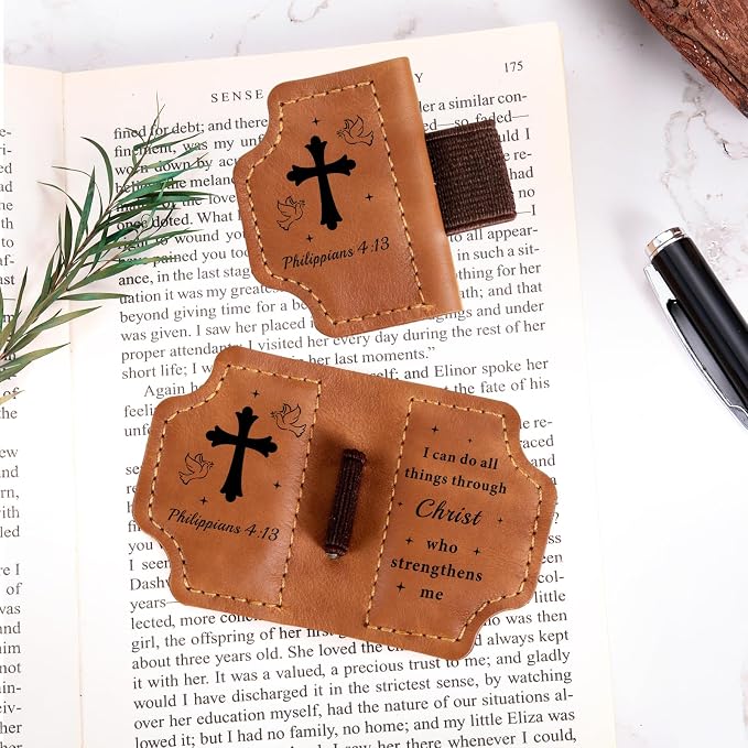 Confirmation Gifts for Teen Girls Boys, Christian Leather Bookmark for Women Men, Religious First Communion Baptism Gifts for Men Women Adults Bible Accessories Bible Study Catholic Bible Bookmark
