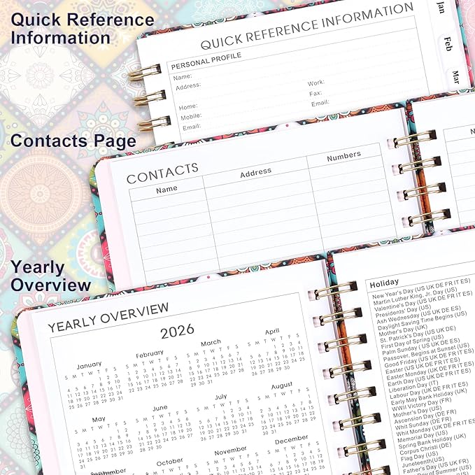 2026 Planner - 2026 Planner Weekly and Monthly, Jan. 2026 - Dec. 2026, 6.3” x 8.4”, Calendar Planner, Planner 2026, Weekly Monthly Planner with Tabs, Premium Paper & Contacts
