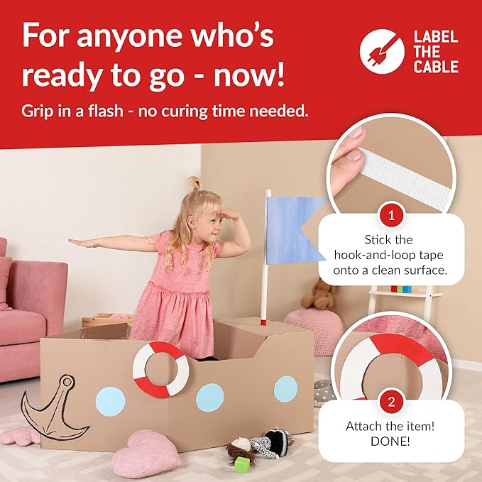 Tape, Self-Adhesive, Instant Resilient, 8 m x 20 mm, Gluing Instead of Drilling, Dots for Pictures, Upholstery, Cable Management, Double-Sided Tape (White, 8 m - 20