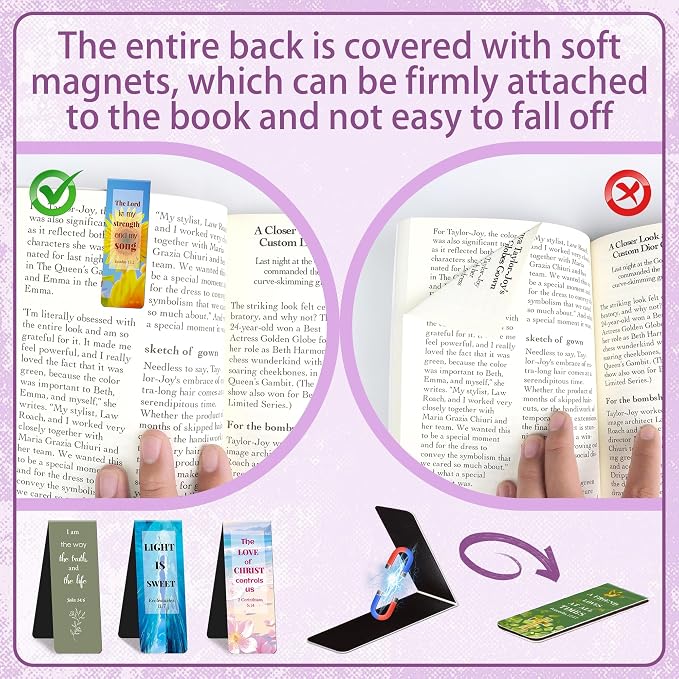 96Pack Magnetic Bookmarks Bible Bookmark Christian Bookmarks Bulk Book Marks for Reading Women Men Adults Kids Book Lovers Gifts, Cute Personalized Religious Magnet Bookmark Clips (Multi-Style)