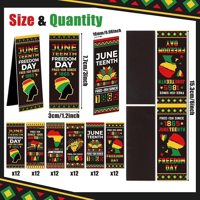 Haooryx Juneteenth Magnetic Bookmark - 72Pcs Black History Month Bookmark Magnetic Page Marker Page Clip for African American BHM Celebration Gift Party Decoration School Student Reward Teacher Supply