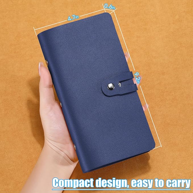 Leather Receipt Organizer, Portable Receipt Holder for Travel, Daily Coupon Organizer with 20 Pockets and 12 Card Slots to Keep Receipts and Coupons Organized, Prevent Loss and Damage (Blue)