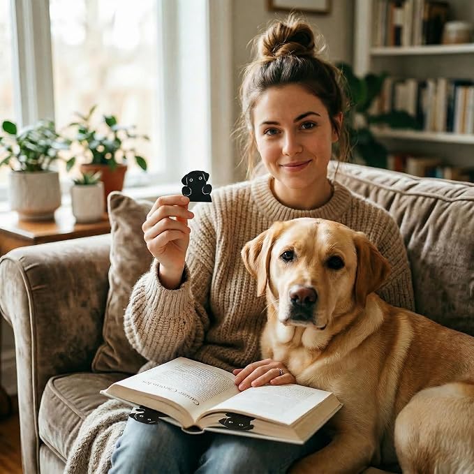 12Pcs Magnetic Dog Bookmarks – Cute Black Lab Puppy Book Markers for Dog Lovers, Dog Mom Gifts for Women, Bookish Gifts for Book Lovers, Page Markers for Reading Journal Planner