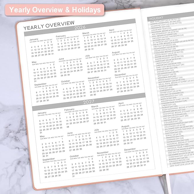 Planner 2026-2027 - JUL 2026 - JUN 2027, Planner 8.5" x 11", 2026-2027 planner Weekly and Monthly, Academic Calendar, Leather Cover planners with Thick Paper, Back Pocket with Notes Pages - Rose Gold