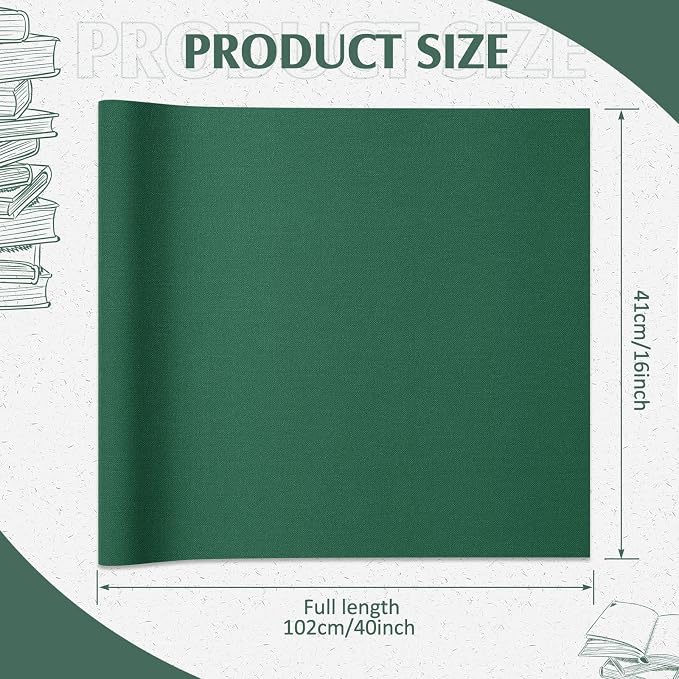 PerKoop Book Cloth for Book Binding 40 x 16 Inch Fabric Surface Paper Backed Bookcover Archival European Durable Strong Bookbinding Supplies Cover Books Album Scrapbooking (Dark Green)