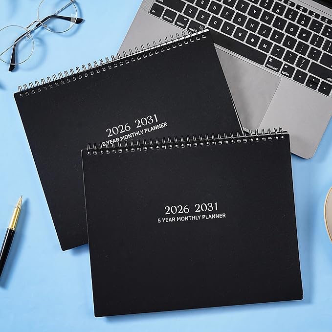 2026-2031 Monthly Planner - 5 Year Planner/Calendar, 9" x 11", 5 Year Calendar 2026-2031 Monthly Planners with Tabs, JUL. 2026 - JUN. 2031, Twin-Wire Binding, Double-Side Pocket - Waterproof Cover
