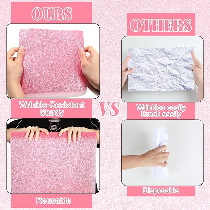 Glitter Bulletin Board Roll Pink Bulletin Board Paper Sparkle Pink Wrapping DIY Art Crafts Fade Resistant Wrinkle Resistant Poster for Classroom Office Home Backdrop Decoration 15.7" x 40 Ft
