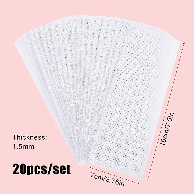 20pcs Cross Stitch Bookmark Kit 14 Count Embroidery Blanks Cotton Fabric Book Marker Cross Stitch Rectangle Embroidery Bookmark for Crosstitch Project 7.48x2.76in