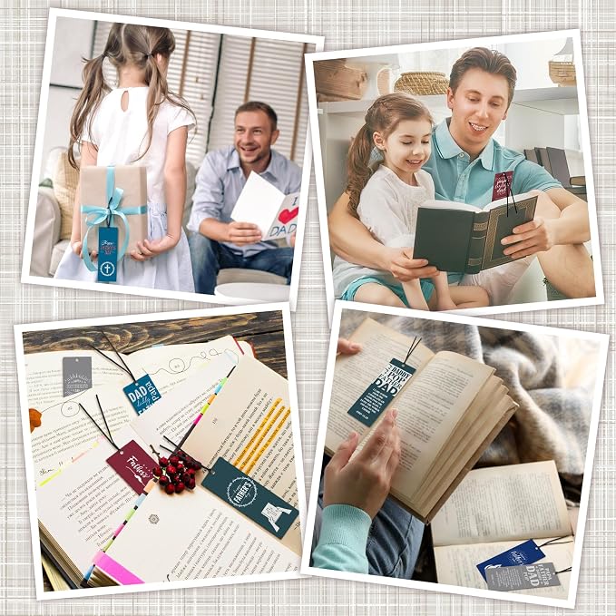 Affrolling 120 Pcs Father's Day Gifts Bulk Christian Bible Bookmarks for Men Religious Scripture Bookmarks for Dad Papa Grandpa Book Lovers Church Event Favors