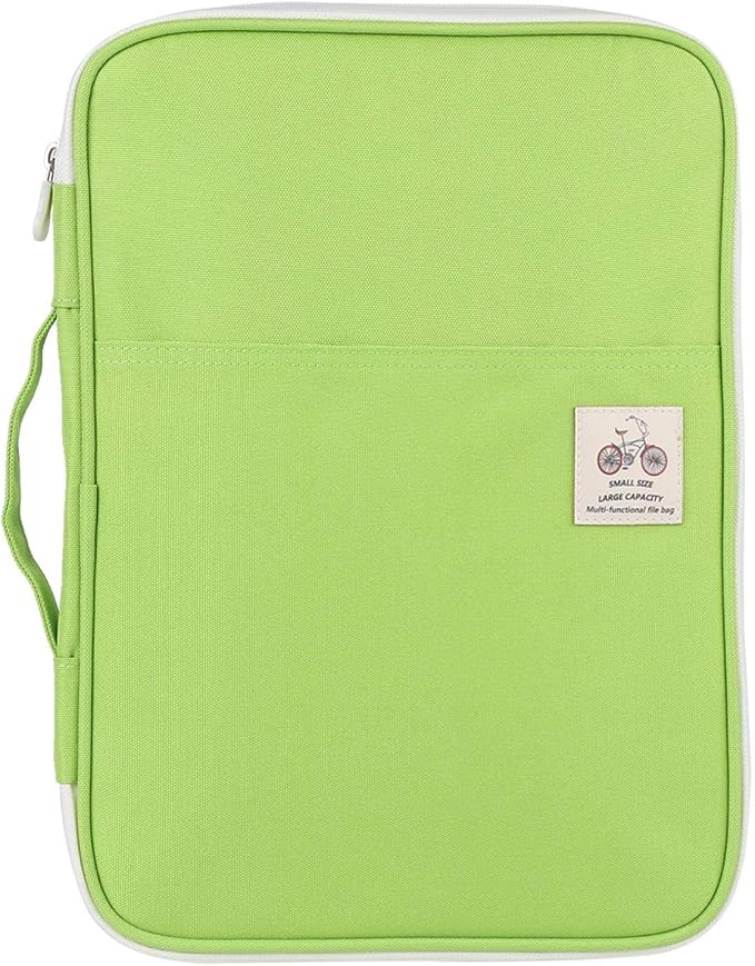 5Colors A4 Document File Folder Portfolio Organizer Computer Notebook Zippered Case(Green)