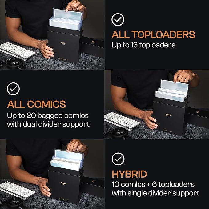 GRAIL Comic Book Travel Case, Fits Toploaders & Comics, Hard Shell Carrying Case with Top-Opening Access, Modern & Silver Age, 2-Pack