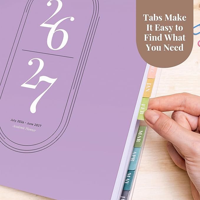Rileys Academic Planner 2026-2027, Daily, Weekly & Monthly Planner, July 2026 - June 2027, Student Notes Pages, Twin-Wire Binding, Weekly Agenda for School & Work (8.5 x 11-Inches, Lilac)