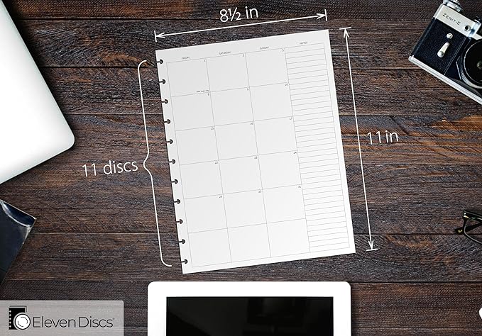 2026 Monthly Planner, Monday Start, Letter Size, 2 Styles (Separated, Booklet), Premium Discbound Notebook Paper for Circa, Arc, TUL (38 Sheets)