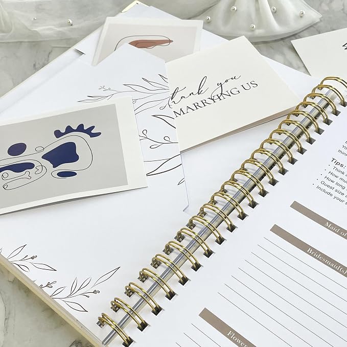 Wedding Planner Book and Organizer for Bride - Elegant Linen Cover Wedding Planning Binder with Checklists,Pockets & Calendars,Perfect Engagement Gifts for Couples(Apricot)