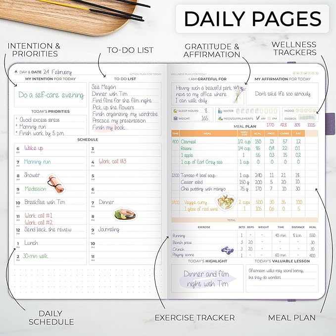 Clever Fox Wellness Planner Premium – Daily Lifestyle Journal to Support Health, Nutrition & Exercise – Healthy Living Journal with Meal, Exercise & Habit Trackers – Lasts 3 Months (Lavender)