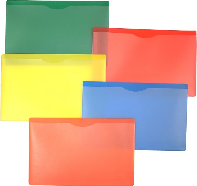 Filexec Single File Jacket, Legal, Assorted (Pack of 5) (50130-3715), blue, red, green, yellow, orange